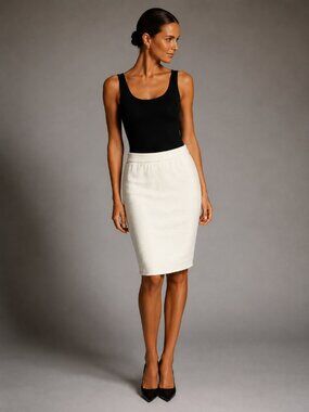 Vintage St. John Santana Knit Skirt Vanilla Off White Size 14 USA 1990s